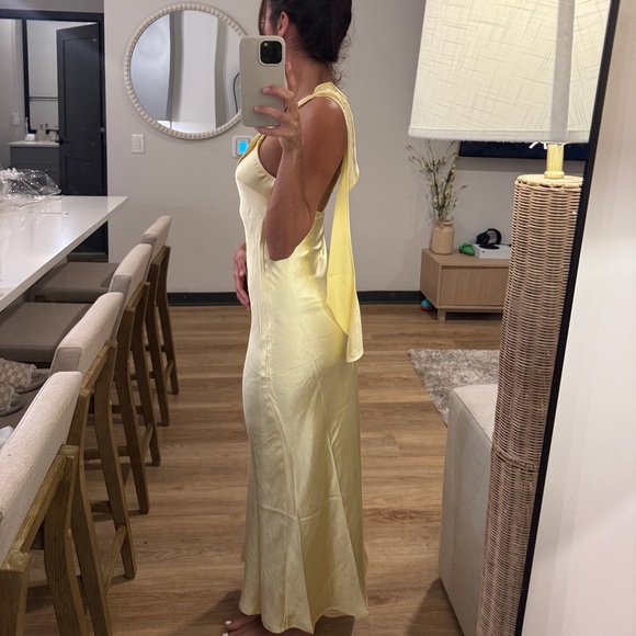 CALIX MIDI DRESS - ONE SHOULDER SLIP DRESS IN BUTTER - Picture 7 of 7